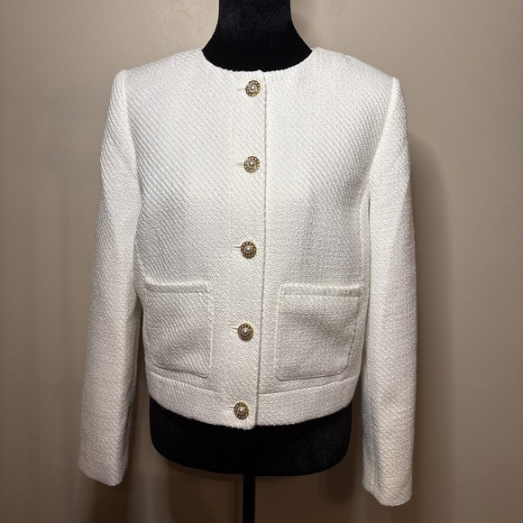 J.Crew Women's Tweed Lady Jacket White Size 4 New With Tags